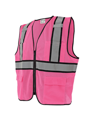 FrogWear® HV Enhanced Visibility Pink Surveyors Safety Vest - GLO-0066