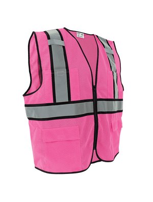 FrogWear® HV Enhanced Visibility Pink Surveyors Safety Vest - GLO-0066