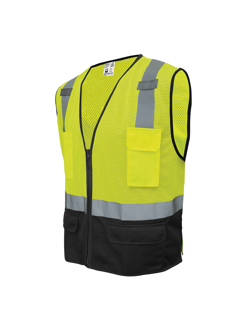 FrogWear® HV High-Visibility Polyester Solid Black Bottom Safety Vest - GLO-019