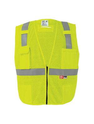 FrogWear® HV Flame-Resistant High-Visibility Yellow/Green Surveyors Vest - GLO-022FR