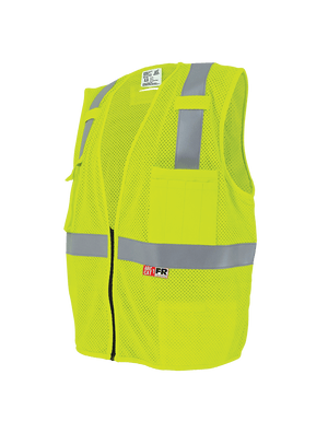 FrogWear® HV Flame-Resistant High-Visibility Yellow/Green Surveyors Vest - GLO-022FR