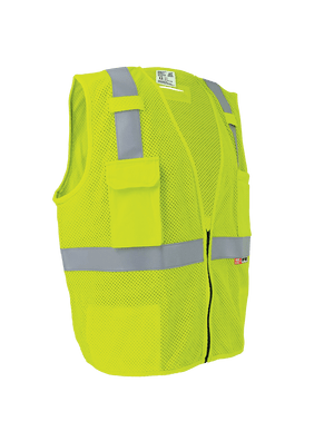 FrogWear® HV Flame-Resistant High-Visibility Yellow/Green Surveyors Vest - GLO-022FR