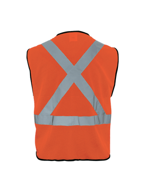 FrogWear® HV Orange Lightweight Mesh Polyester Safety Vest with Black Solid Bottom - GLO-049
