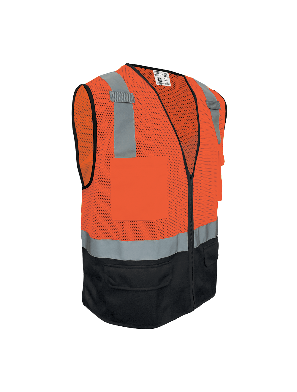 FrogWear® HV Orange Lightweight Mesh Polyester Safety Vest with Black Solid Bottom - GLO-049