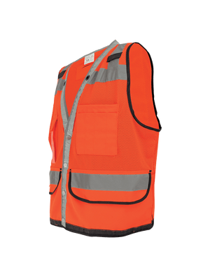 FrogWear® HV Lightweight High-Visibility Orange Mesh and Solid Surveyors Safety Vest - GLO-058