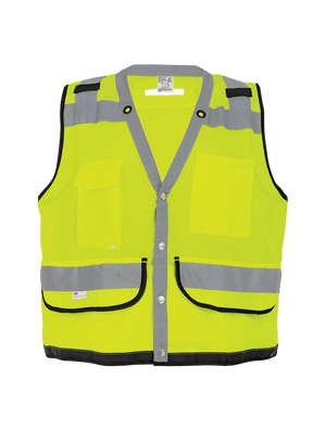 FrogWear® HV Lightweight High-Visibility Yellow/Green Mesh and Solid Surveyors Safety Vest - GLO-059