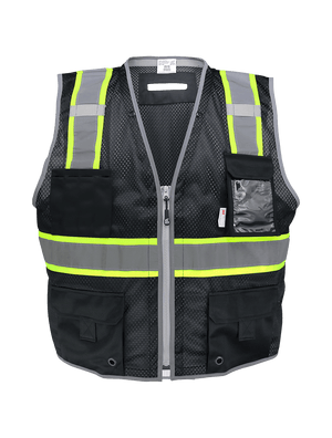 FrogWear® HV Black Enhanced Visibility Surveyors Safety Vest - GLO-067K