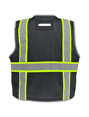 FrogWear® HV Black Enhanced Visibility Surveyors Safety Vest - GLO-067K
