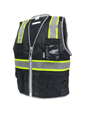 FrogWear® HV Black Enhanced Visibility Surveyors Safety Vest - GLO-067K