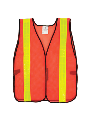 FrogWear® HV Enhanced Visibility Orange Economy Mesh Safety Vest with Wide Yellow Reflective - GLO-10-2IN