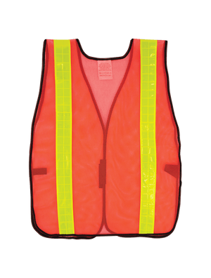 FrogWear® HV Enhanced Visibility Orange Economy Mesh Safety Vest with Wide Yellow Reflective - GLO-10-2IN