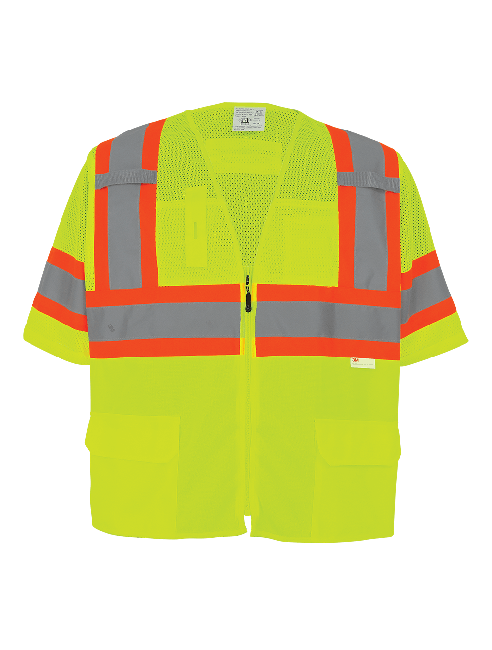 FrogWear® HV Mesh/Solid Polyester High-Visibility Yellow/Green Surveyors Safety Vest - GLO-127