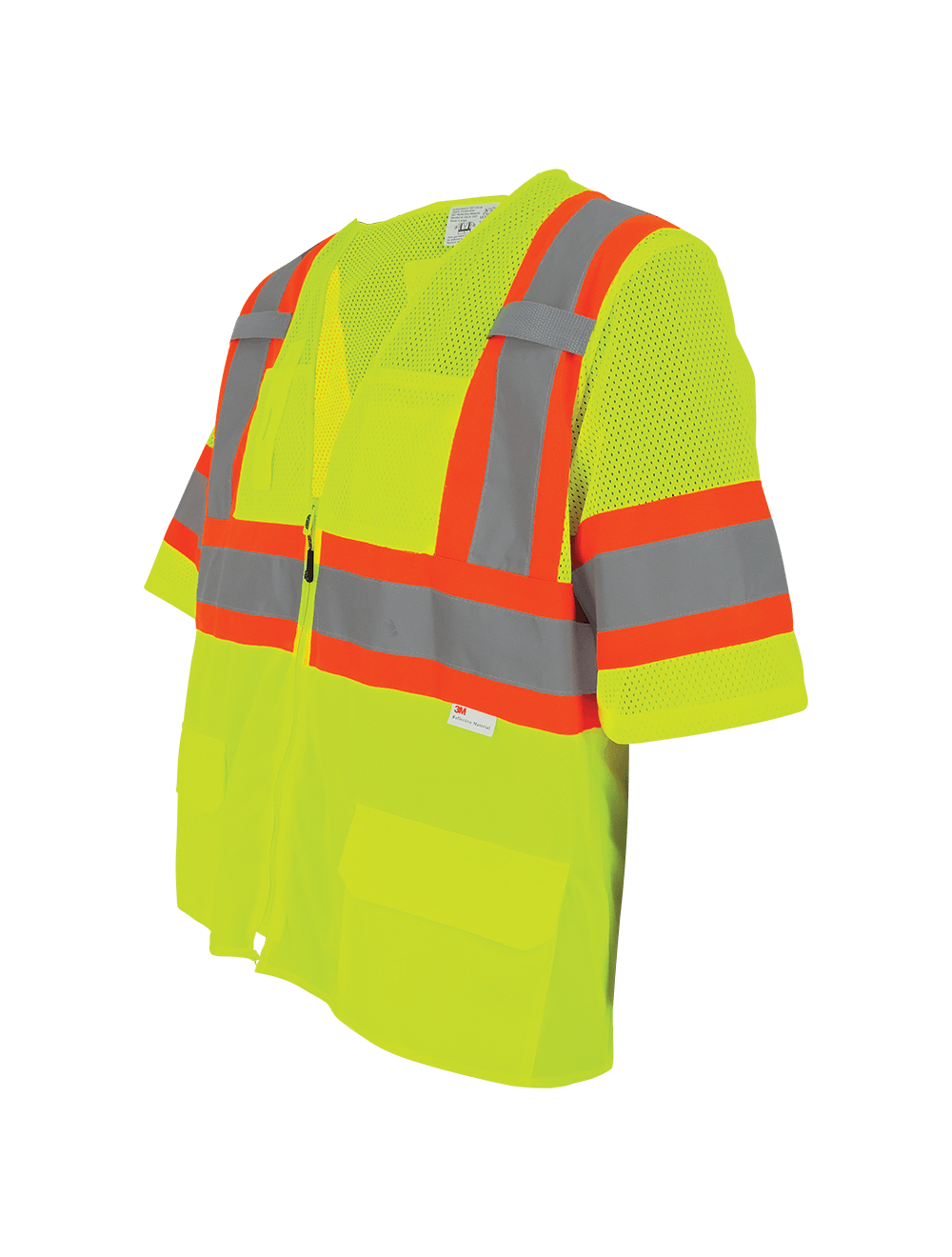 FrogWear® HV Mesh/Solid Polyester High-Visibility Yellow/Green Surveyors Safety Vest - GLO-127