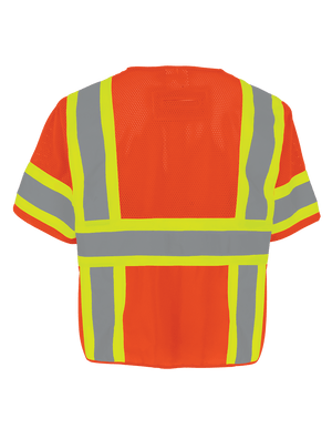 FrogWear® HV Mesh/Solid Polyester High-Visibility Orange Surveyors Safety Vest - GLO-147