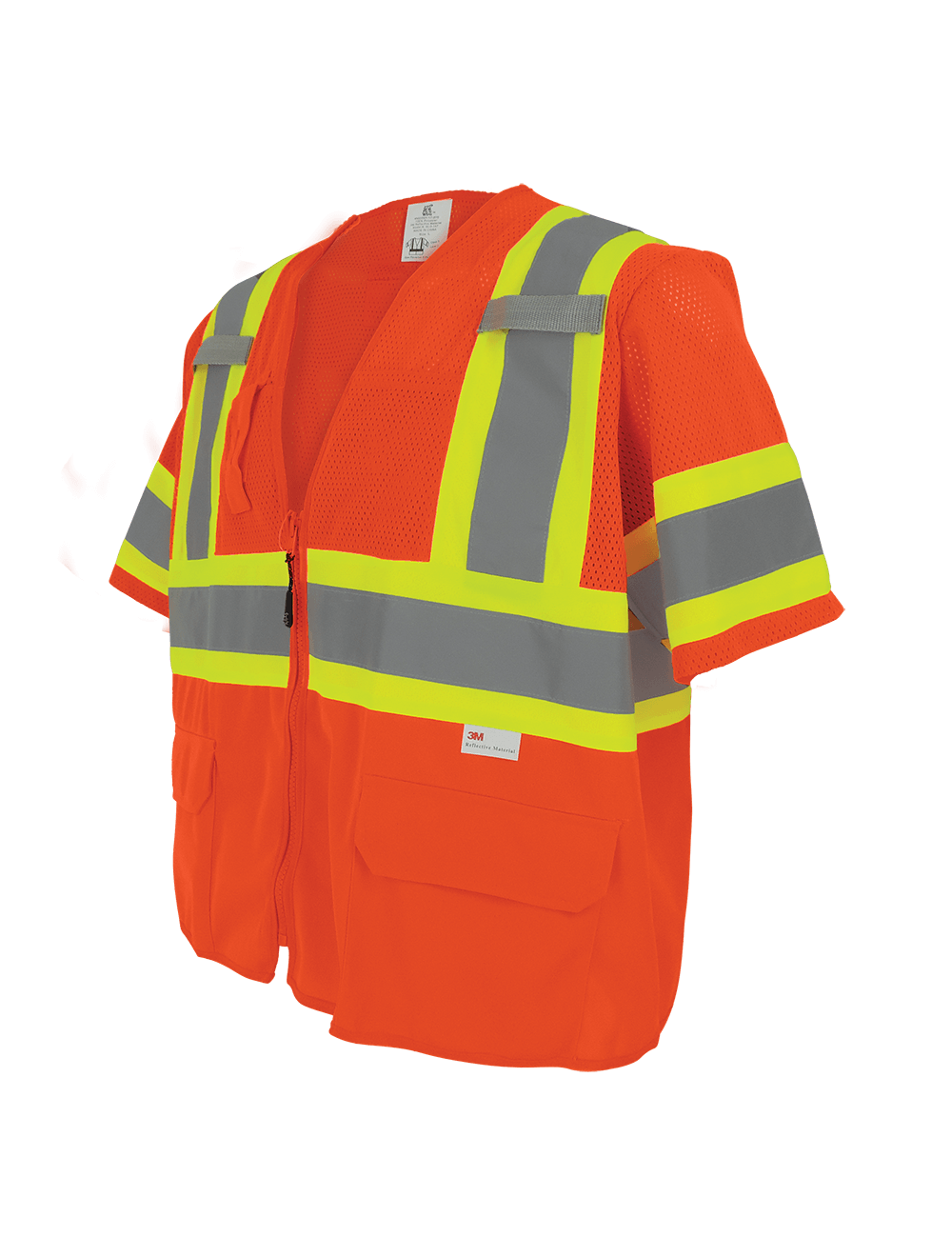 FrogWear® HV Mesh/Solid Polyester High-Visibility Orange Surveyors Safety Vest - GLO-147