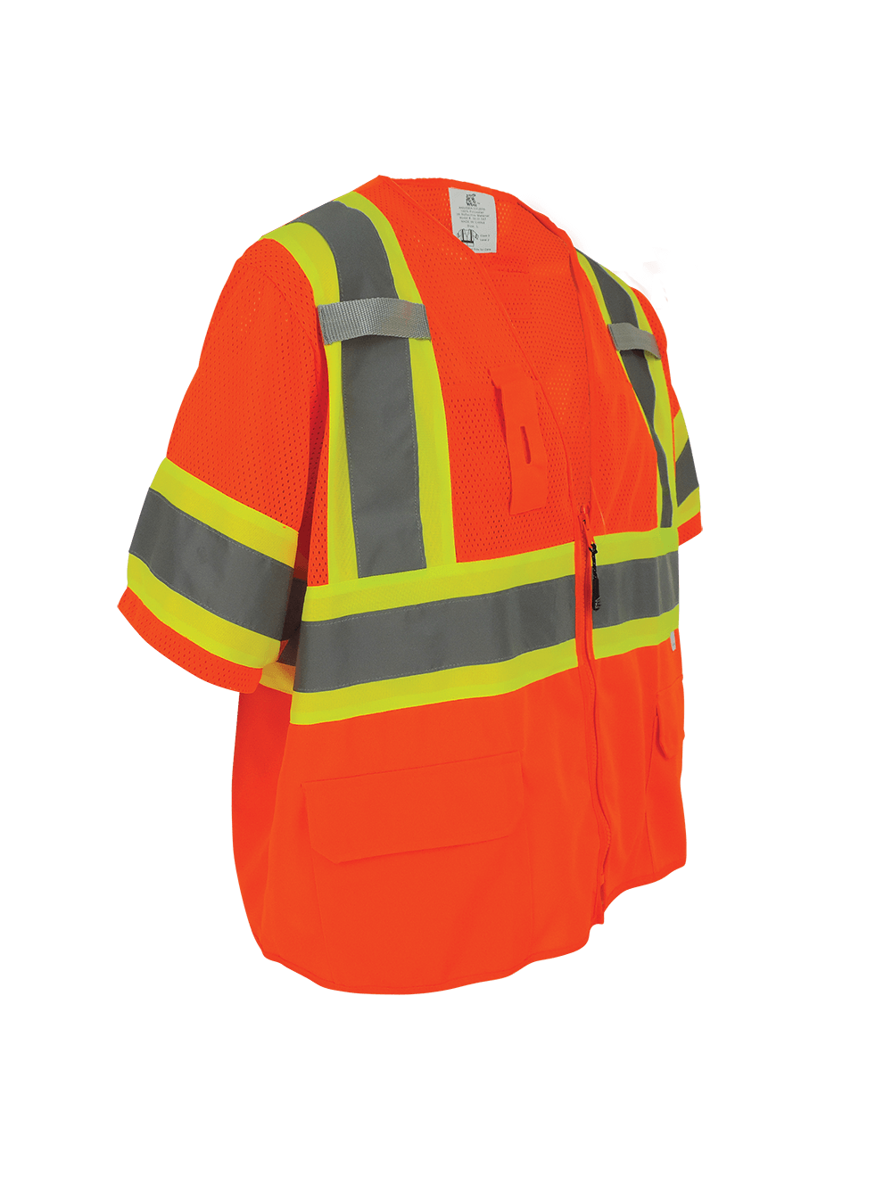 FrogWear® HV Mesh/Solid Polyester High-Visibility Orange Surveyors Safety Vest - GLO-147