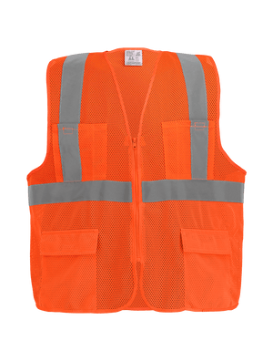 FrogWear® HV High-Visibility Orange Lightweight Mesh Safety Vest, ANSI Class 2 - GLO-270