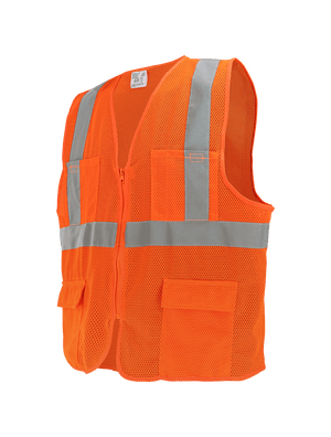 FrogWear® HV High-Visibility Orange Lightweight Mesh Safety Vest, ANSI Class 2 - GLO-270