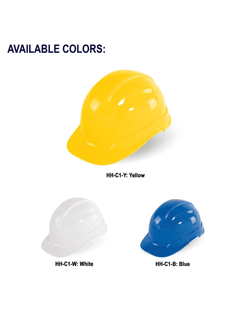 Bullhead Safety™ Head Protection Blue Unvented Cap Style Hard Hat With Six-Point Slide Lock Suspension - HH-C1-B