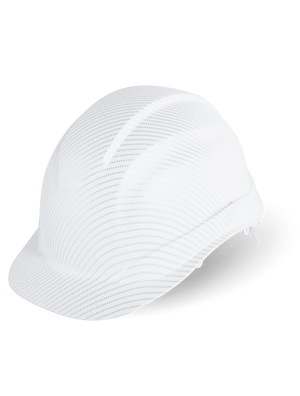 Bullhead Safety™ Head Protection Matte White Graphite Unvented Cap Style Hard Hat With Six-Point Ratchet Suspension - HH-C2-C