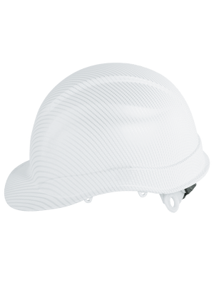 Bullhead Safety™ Head Protection Matte White Graphite Unvented Cap Style Hard Hat With Six-Point Ratchet Suspension - HH-C2-C