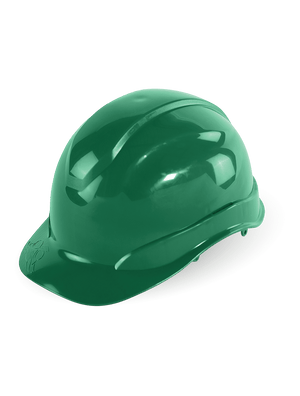 Bullhead Safety™ Head Protection Green Unvented Cap Style Hard Hat With Six-Point Ratchet Suspension - HH-C2-G