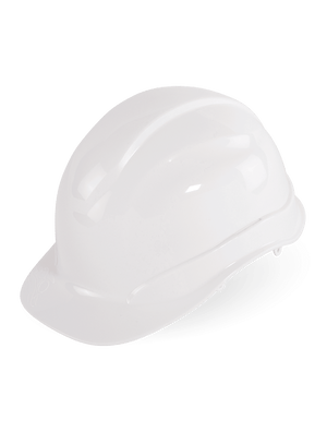 Bullhead Safety™ Head Protection White Unvented Cap Style Hard Hat With Six-Point Ratchet Suspension - HH-C2-W