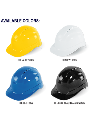 Bullhead Safety™ Head Protection Blue Vented Cap Style Hard Hat with Six-Point Ratchet Suspension - HH-C3-B
