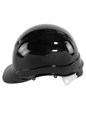 Bullhead Safety™ Head Protection Shiny Black Graphite Vented Cap Style Hard Hat With Six-Point Ratchet Suspension - HH-C3-C