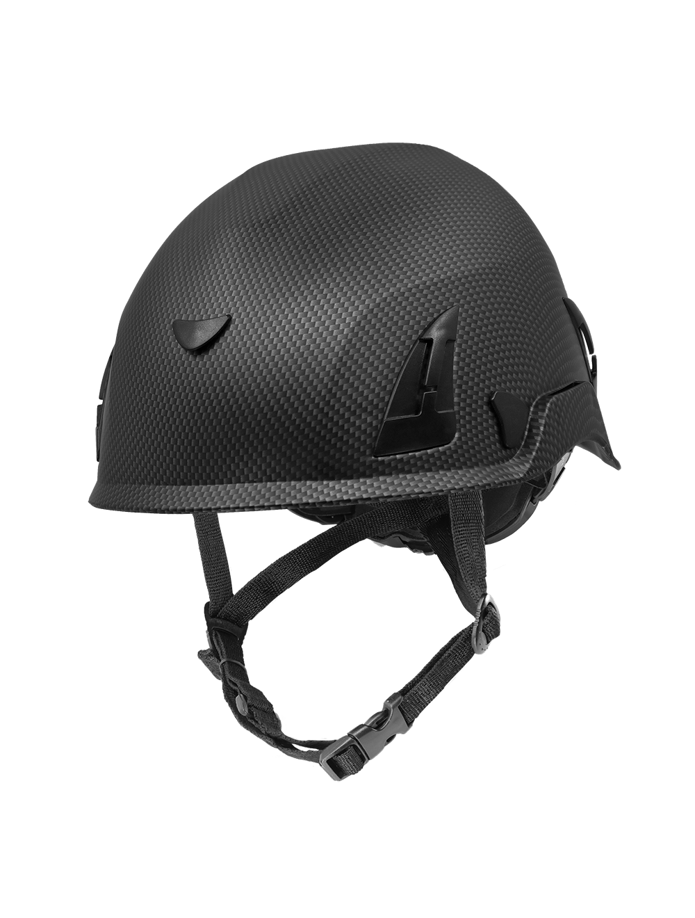 Bullhead Safety™ Head Protection - Matte Black Graphite Climbing Style Protective Helmet with Six-Point Ratchet Suspension and Four-Point Chin Strap - HH-CH1-CB