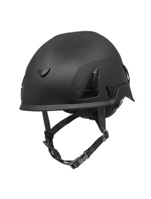 Bullhead Safety™ Head Protection - Matte Black Graphite Climbing Style Protective Helmet with Six-Point Ratchet Suspension and Four-Point Chin Strap - HH-CH1-CB