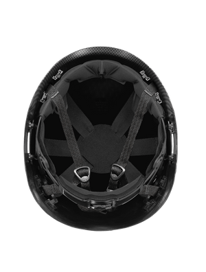 Bullhead Safety™ Head Protection - Matte Black Graphite Climbing Style Protective Helmet with Six-Point Ratchet Suspension and Four-Point Chin Strap - HH-CH1-CB