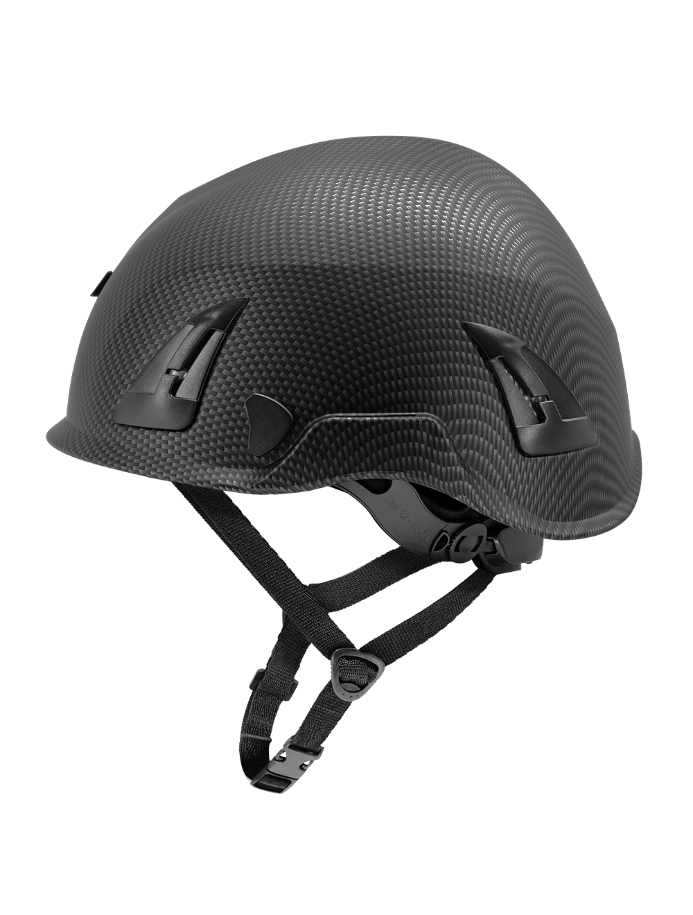 Bullhead Safety™ Head Protection - Matte Black Graphite Climbing Style Protective Helmet with Six-Point Ratchet Suspension and Four-Point Chin Strap - HH-CH1-CB