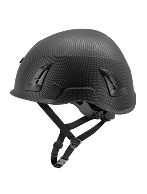Bullhead Safety™ Head Protection - Matte Black Graphite Climbing Style Protective Helmet with Six-Point Ratchet Suspension and Four-Point Chin Strap - HH-CH1-CB