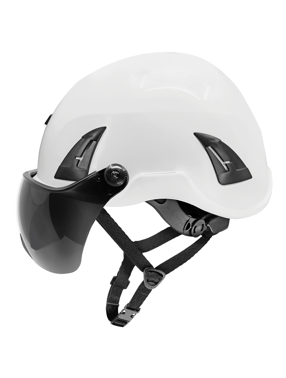 Bullhead Safety™ Head Protection - White Climbing Style Protective Helmet with Six-Point Ratchet Suspension and Four-Point Chin Strap - HH-CH1-W