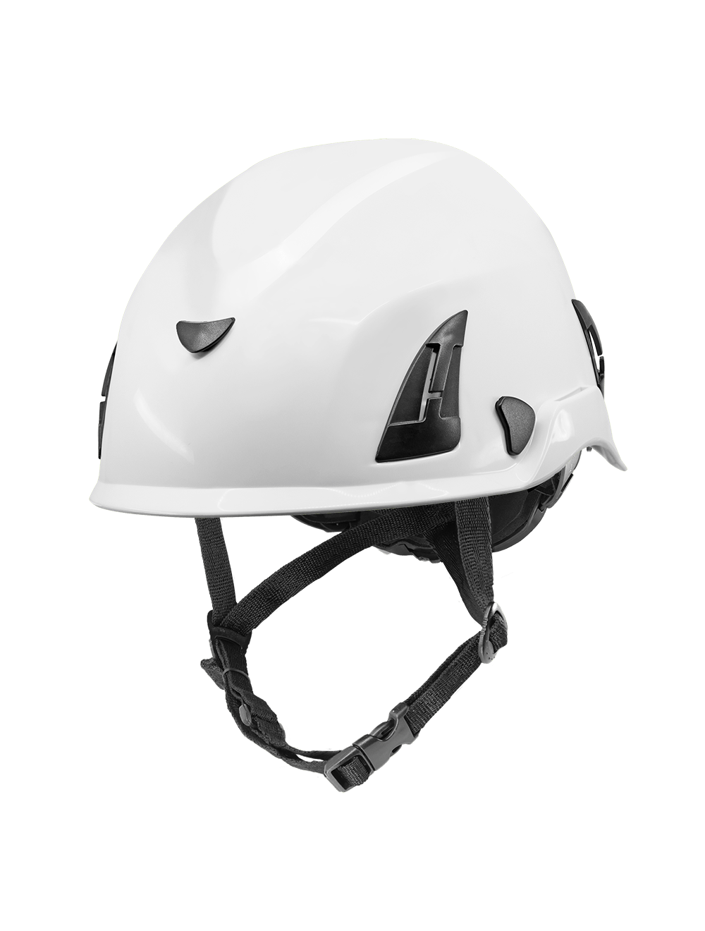Bullhead Safety™ Head Protection - White Climbing Style Protective Helmet with Six-Point Ratchet Suspension and Four-Point Chin Strap - HH-CH1-W