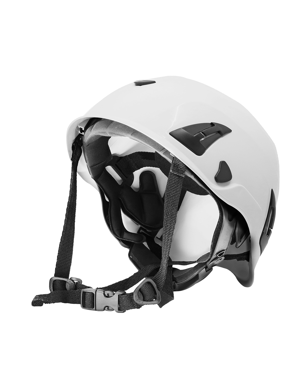 Bullhead Safety™ Head Protection - White Climbing Style Protective Helmet with Six-Point Ratchet Suspension and Four-Point Chin Strap - HH-CH1-W