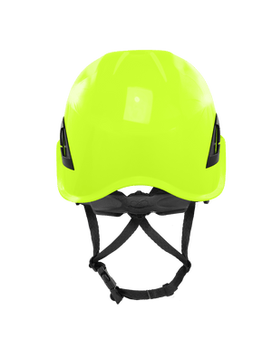 Bullhead Safety™ Head Protection - High-Visibility Yellow/Green Climbing Style Protective Helmet with Six-Point Ratchet Suspension and Four-Point Chin Strap - HH-CH1-YG