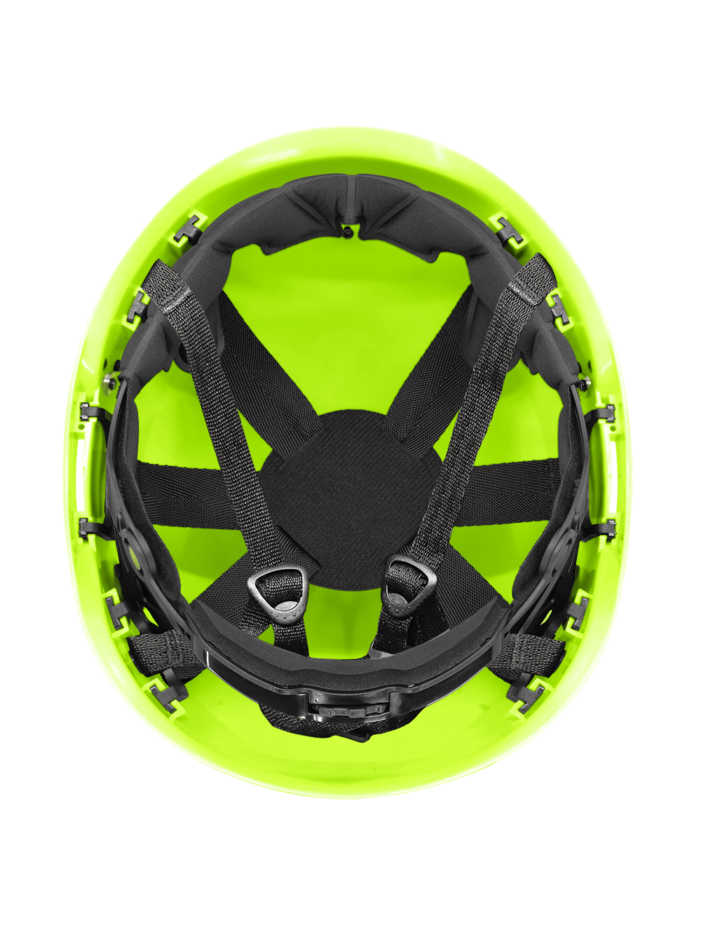 Bullhead Safety™ Head Protection - High-Visibility Yellow/Green Climbing Style Protective Helmet with Six-Point Ratchet Suspension and Four-Point Chin Strap - HH-CH1-YG