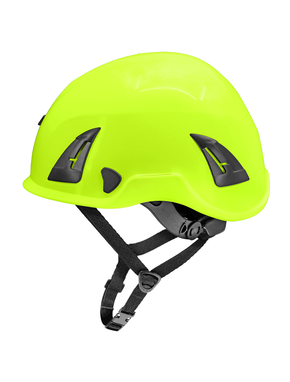Bullhead Safety™ Head Protection - High-Visibility Yellow/Green Climbing Style Protective Helmet with Six-Point Ratchet Suspension and Four-Point Chin Strap - HH-CH1-YG