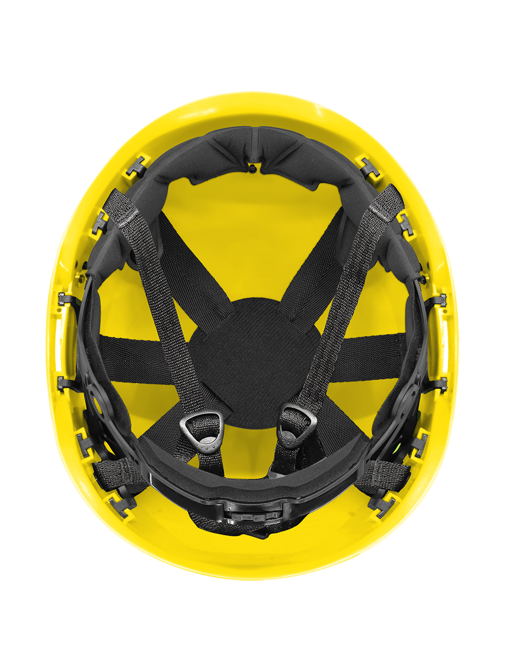 Bullhead Safety™ Head Protection - Yellow Climbing Style Protective Helmet with Six-Point Ratchet Suspension and Four-Point Chin Strap - HH-CH1-Y