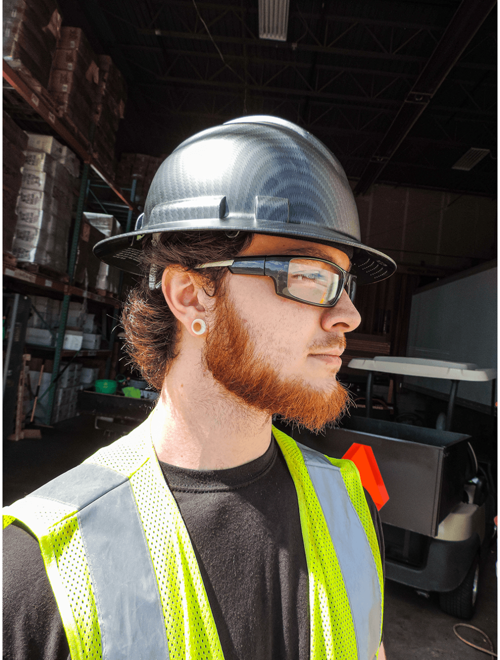 Bullhead Safety™ Head Protection Matte Black Graphite Unvented Full Brim Style Hard Hat With Six-Point Ratchet Suspension - HH-F1-C