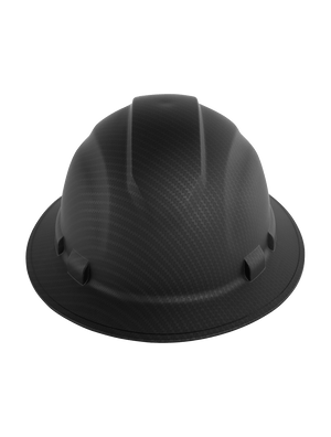 Bullhead Safety™ Head Protection Matte Black Graphite Unvented Full Brim Style Hard Hat With Six-Point Ratchet Suspension - HH-F1-C