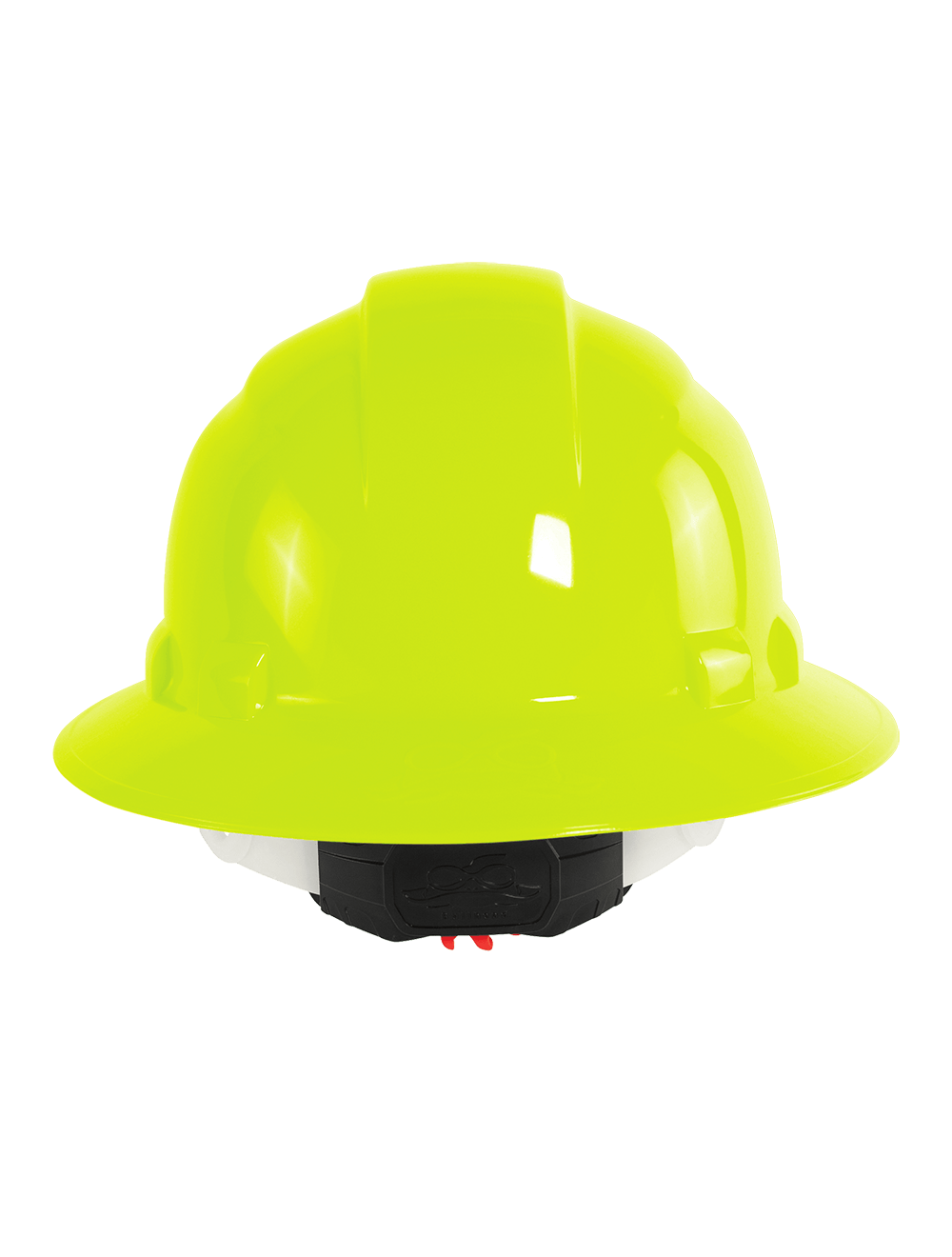 Bullhead Safety™ Head Protection High-Visibility Yellow/Green Unvented Full Brim Style Hard Hat With Six-Point Ratchet Suspension - HH-F1-YG