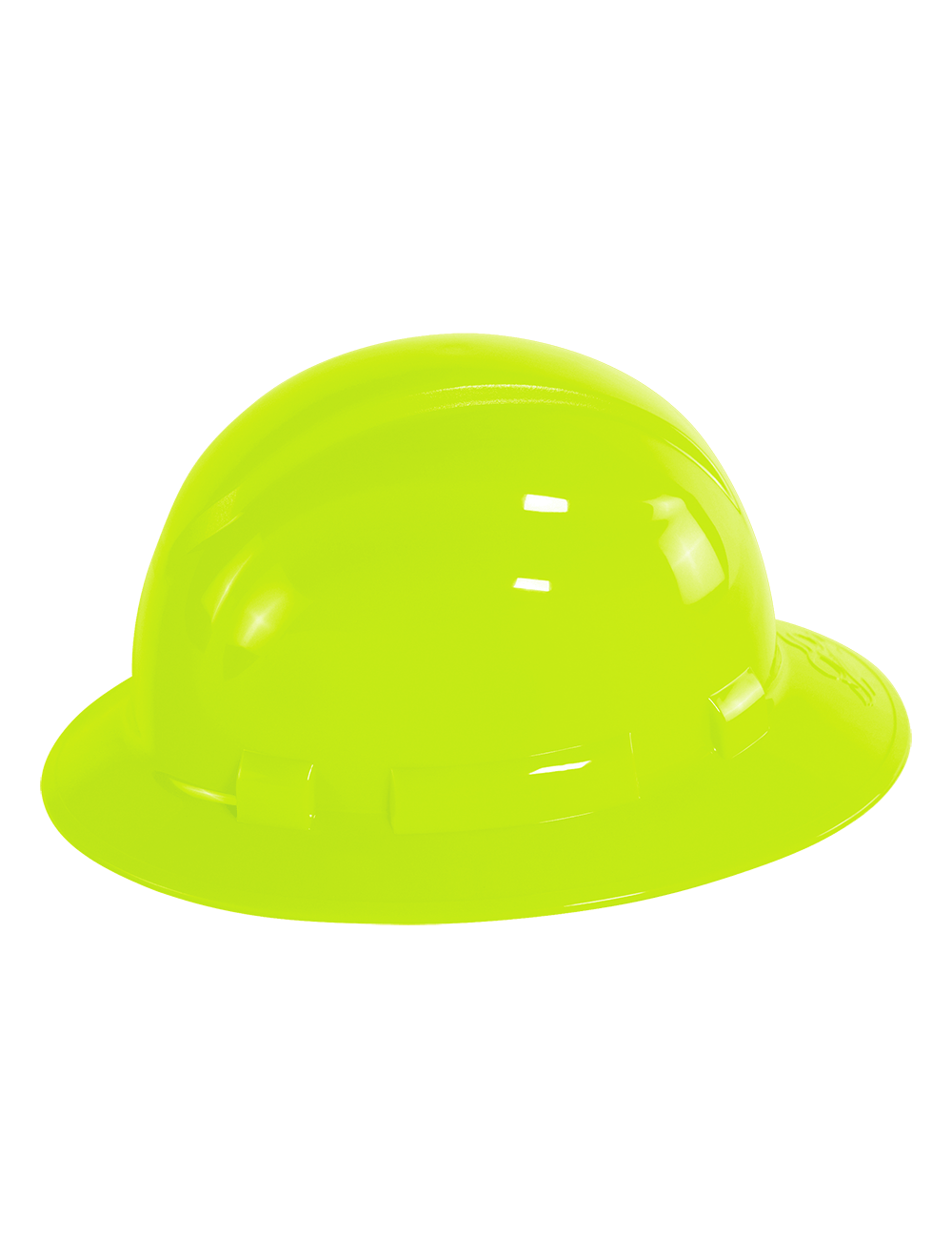 Bullhead Safety™ Head Protection High-Visibility Yellow/Green Unvented Full Brim Style Hard Hat With Six-Point Ratchet Suspension - HH-F1-YG