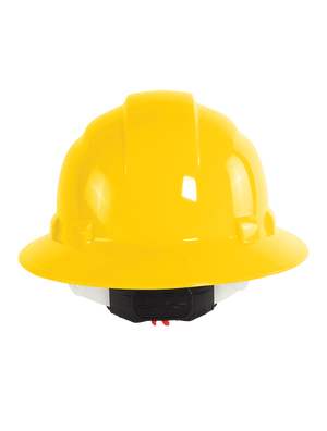 Bullhead Safety™ Head Protection Yellow Unvented Full Brim Style Hard Hat With Six-Point Ratchet Suspension - HH-F1-Y
