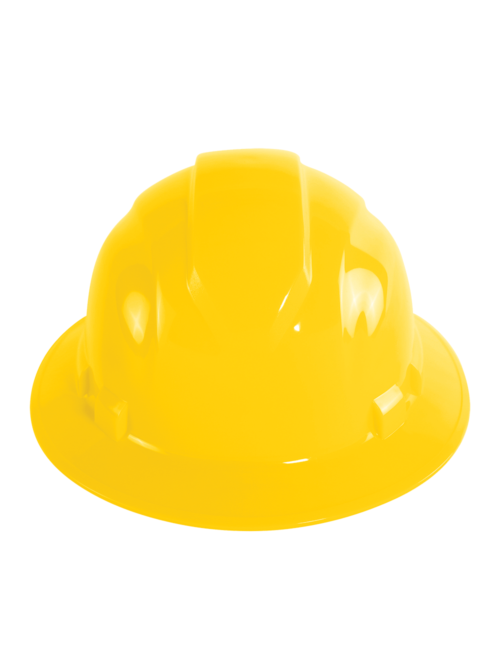 Bullhead Safety™ Head Protection Yellow Unvented Full Brim Style Hard Hat With Six-Point Ratchet Suspension - HH-F1-Y