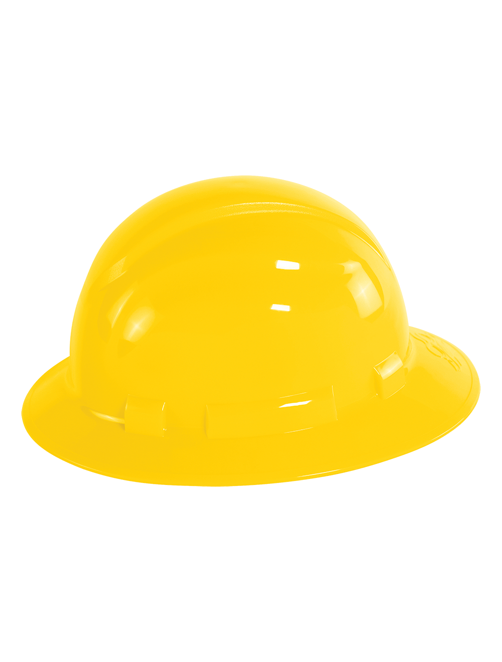 Bullhead Safety™ Head Protection Yellow Unvented Full Brim Style Hard Hat With Six-Point Ratchet Suspension - HH-F1-Y