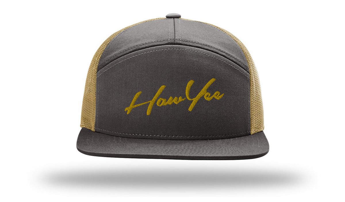 HawYee 7 Panel Adjustable Bill - Grey & Gold