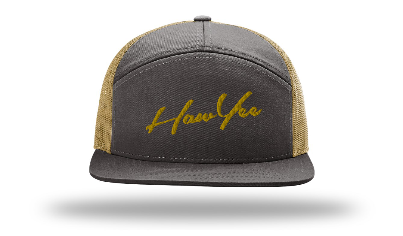 HawYee 7 Panel Adjustable Bill - Grey & Gold